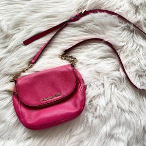 Michael Kors Half‑Dome Crossbody | Ultra Pink Pebbled Leather | Gold HW